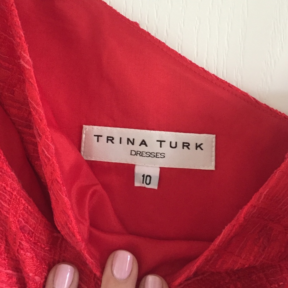 TrinaTurk bright coraly red dress - Picture 4 of 4